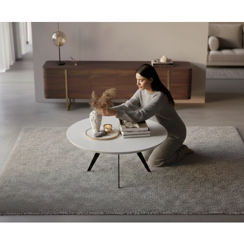 STOLIK KAWOWY Metalowy Blat Biały Płyta MDF  STK-927